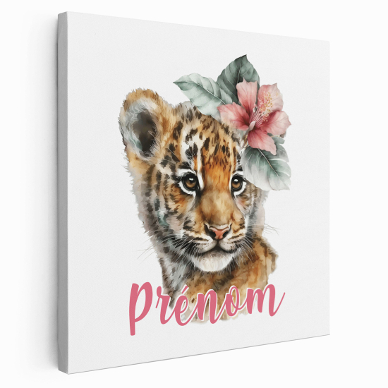 Tableau toile enfants personnalisée avec prénom - Tigreau