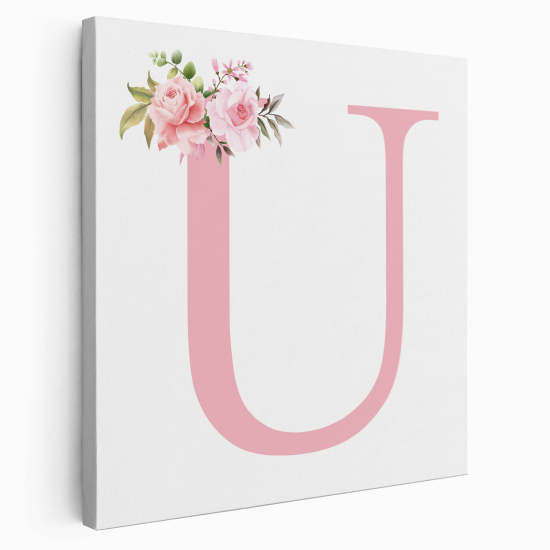Tableau Toile Monogramme Carré - Lettre U