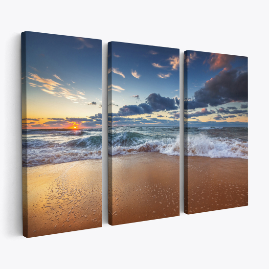 Tableau triptyque sur toile - plage mer océan