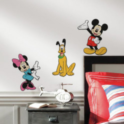 3 Stickers Mickey Minnie & Pluto 3D Relief Mousse Disney