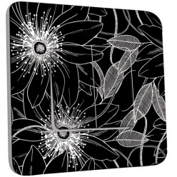 Interrupteur Décoré Double Va et Vient - Fleurs Abstraits Black&White 