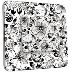 Interrupteur Décoré Double Va et Vient - Fleurs design Black&White 