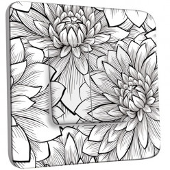 Interrupteur Décoré Double Va et Vient - Fleurs design Black&White 2