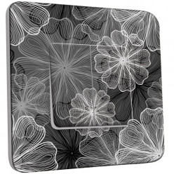 Interrupteur Décoré Double Va et Vient - Fleurs design Black&White 3 