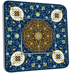 Interrupteur Décoré Double Va et Vient - Motif Oriental Bleu Mosaïque 