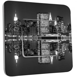 Interrupteur Décoré Double Va et Vient - New York Manhatan Black&White