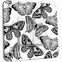 Interrupteur Décoré Double Va et Vient - Papillons Black&White 3