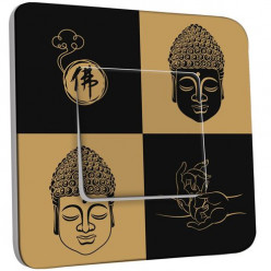 Interrupteur Décoré Poussoir - Bouddha Zen Black&Gold 