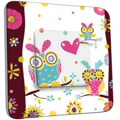 Interrupteur Décoré Poussoir - Chouettes Enfant