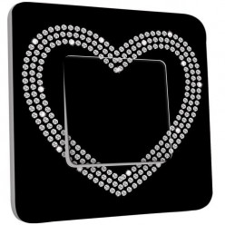 Interrupteur Décoré Poussoir - Coeur En Strass Fond Noire