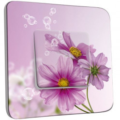 Interrupteur Décoré Poussoir - Fleur violets