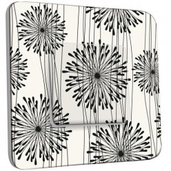 Interrupteur Décoré Poussoir - Fleurs design Black&White 1