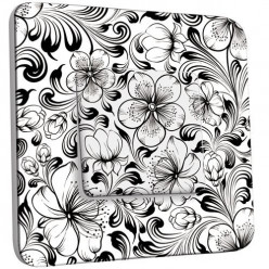 Interrupteur Décoré Poussoir - Fleurs design Black&White