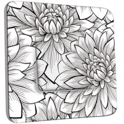 Interrupteur Décoré Poussoir - Fleurs design Black&White 2