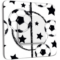 Interrupteur Décoré Poussoir - Foot Design Black&White Etoiles