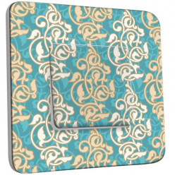 Interrupteur Décoré Poussoir - Motif Baroque Bleu