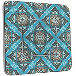 Interrupteur Décoré Poussoir - Motif Oriental Bleu 1