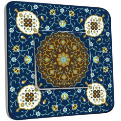 Interrupteur Décoré Poussoir - Motif Oriental Bleu Mosaïque