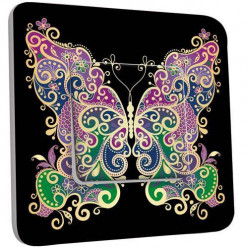 Interrupteur Décoré Poussoir -  Motif Oriental Papillon