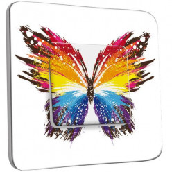 Interrupteur Décoré Poussoir - Papillon Multicoloré Design