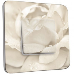 Interrupteur Décoré Poussoir - Pétales de Fleurs Beige Zoom