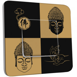 Interrupteur Décoré Simple Va et Vient - Bouddha Zen Black&Gold 