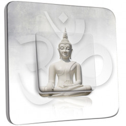 Interrupteur Décoré Simple Va et Vient - Bouddha Zen Blanc