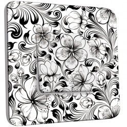 Interrupteur Décoré Simple Va et Vient - Fleurs design Black&White