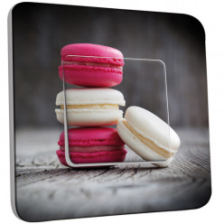 Interrupteur Décoré Simple Va et Vient - Macarons Blancs/Fushia