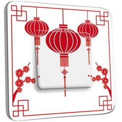 Interrupteur Décoré Simple Va et Vient - Motif Chinois Lampions 1