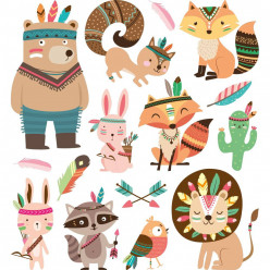 kit stickers animaux indiens