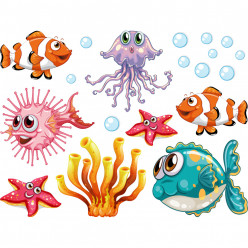 Kit Stickers océan poissons