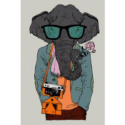 Poster - Affiche éléphant hipster