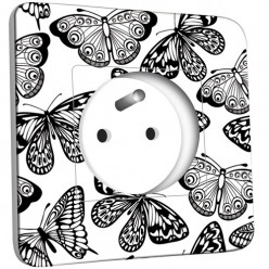 Prise décorée - Papillons Design Black&White 