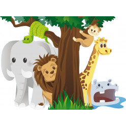 Stickers arbre animaux