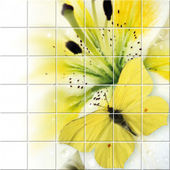 Stickers carrelage fleur papillon