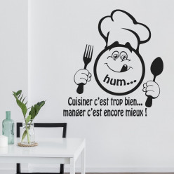 Stickers citation cuisiner c'est trop bien... manger c'est encore mieux !