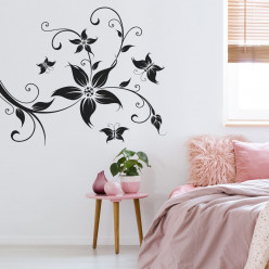 Stickers fleur papillon