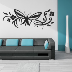 Stickers fleur papillon