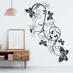 stickers fleur papillons asiatique