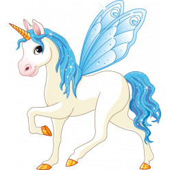 Stickers licorne ailes bleue