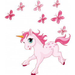 Stickers licorne papillons