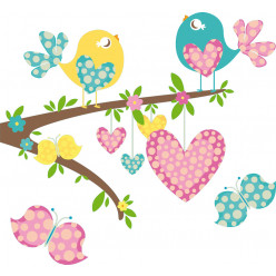 Stickers oiseaux papillons