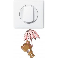 Stickers ourson parapluie pour prise et interrupteur