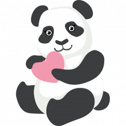 Stickers panda coeur