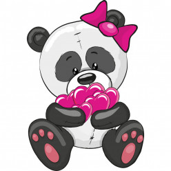 Stickers panda coeurs