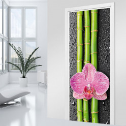 Stickers Porte - Bambou orchidée 2
