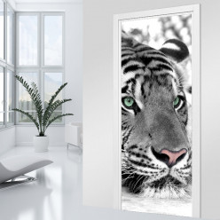 Stickers Porte - Tigre black & white 