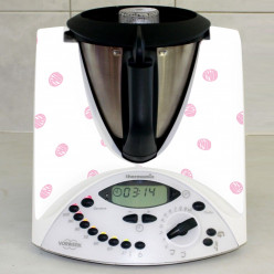Stickers Thermomix TM 31 Blanc à pois rose 