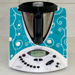 Stickers Thermomix TM 31 Liseret sur fond turquoise 
